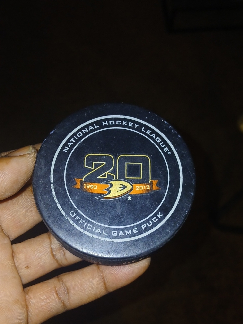 NHL Anaheim Ducks Anniversary Game Puck - Black & Gold
